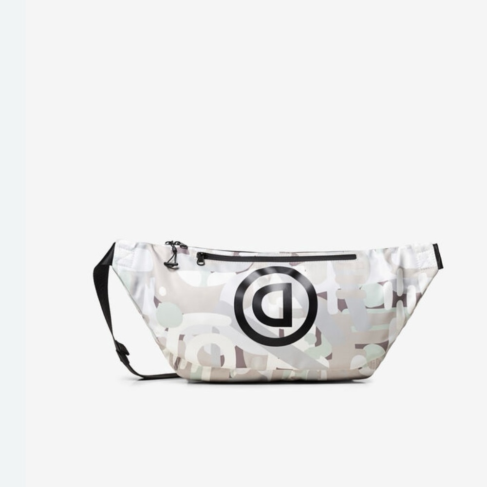 Desigual Sonar 2019 Camouflage Maxi-Bum Bag Light Gray Sling Backpack NEW